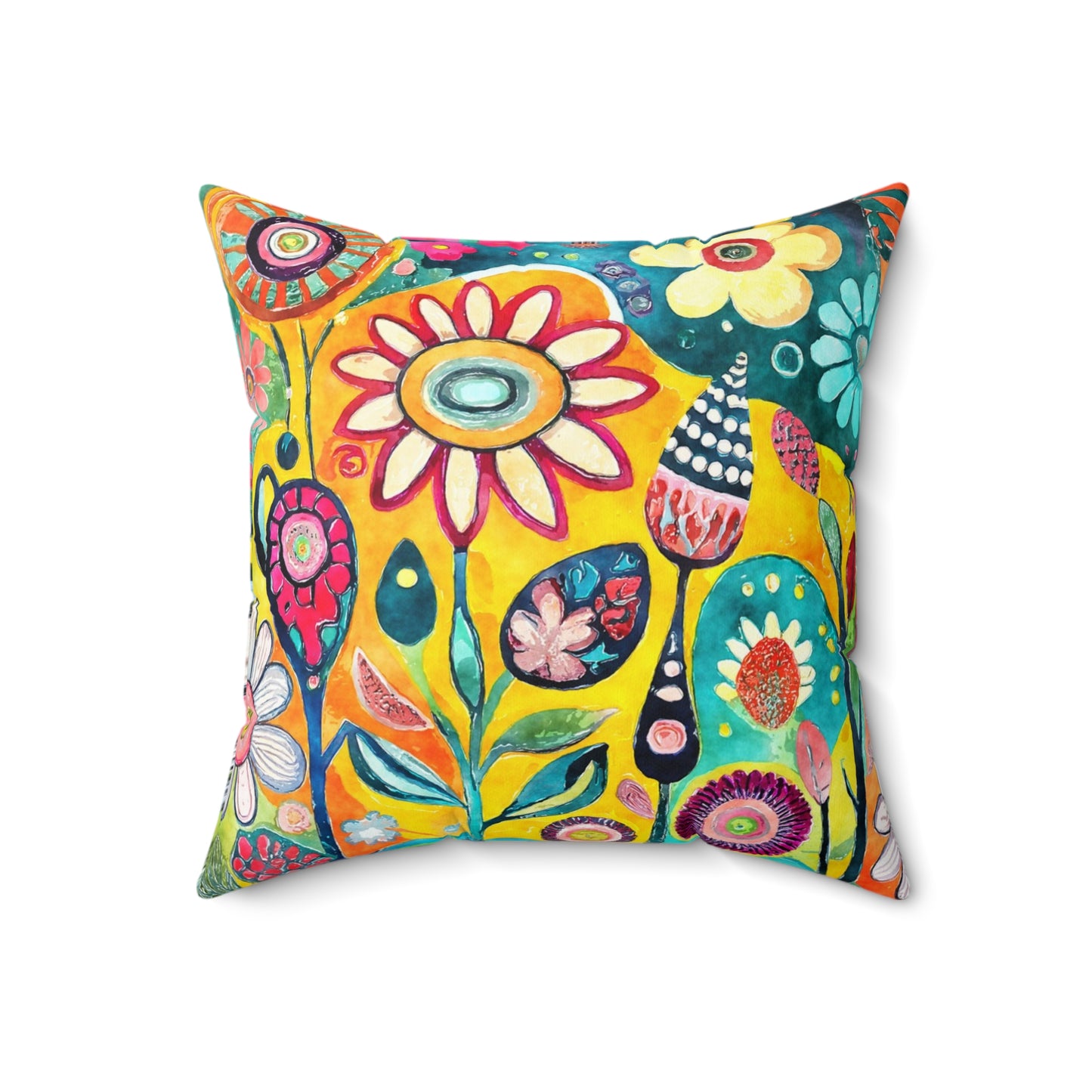 Bold Bloom Blast - Square Throw Pillow