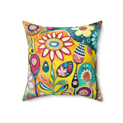 Bold Bloom Blast - Square Throw Pillow