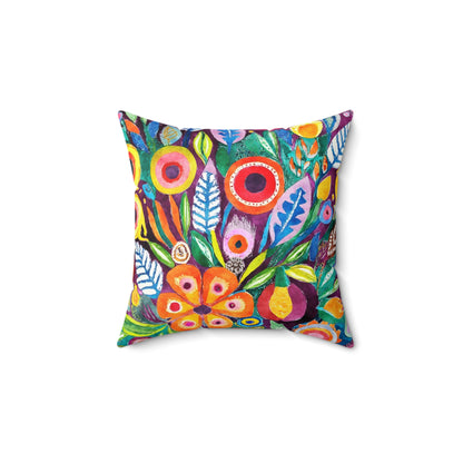 Colorful Blossom Accents - Square Throw Pillow