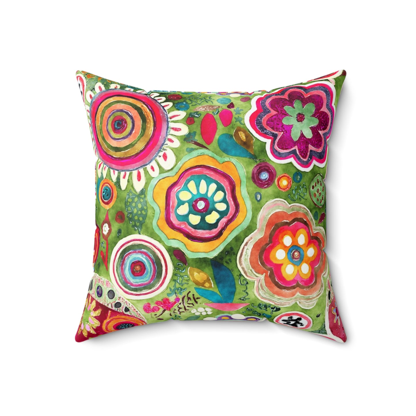 Groovy Petal Parade - Square Throw Pillow