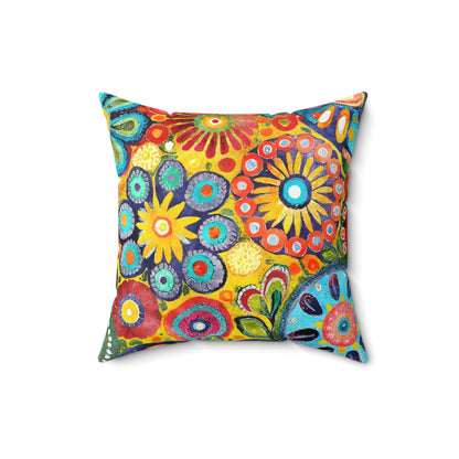 Floral Fusion Funk - Square Throw Pillow