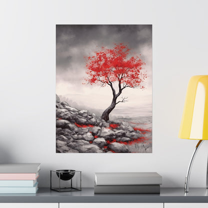 Crimson Serenity - Modern Wall Art (Unframed)