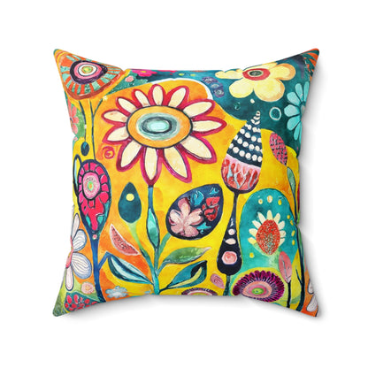 Bold Bloom Blast - Square Throw Pillow