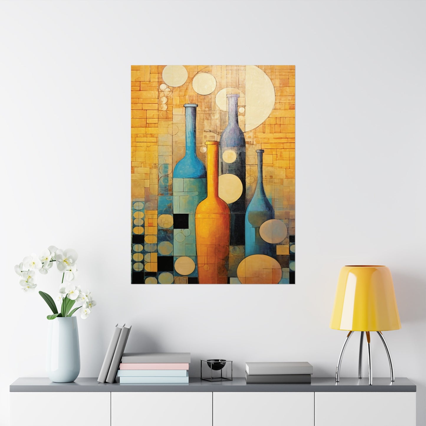 Cubist Cellar Dreams - Modern Wall Art (Unframed)