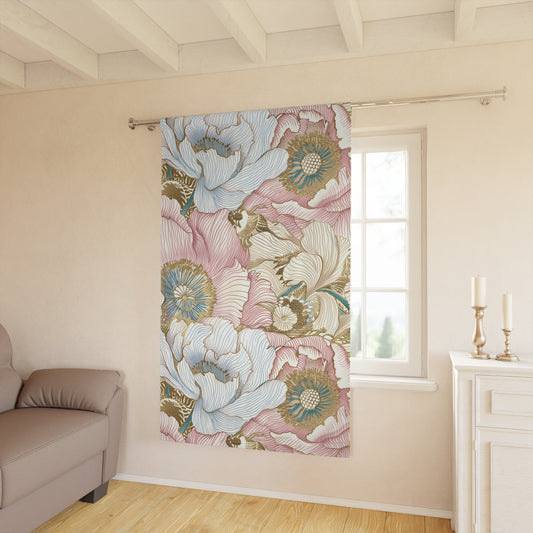 Pastel Peonies - Japanese Window Curtain