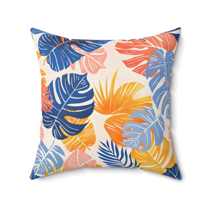 Coastal Sunset Leaf - Square Throw Pillow