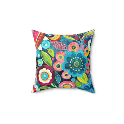 Abstract Floral Flair - Square Throw Pillow