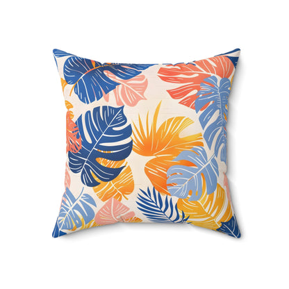 Coastal Sunset Leaf - Square Throw Pillow