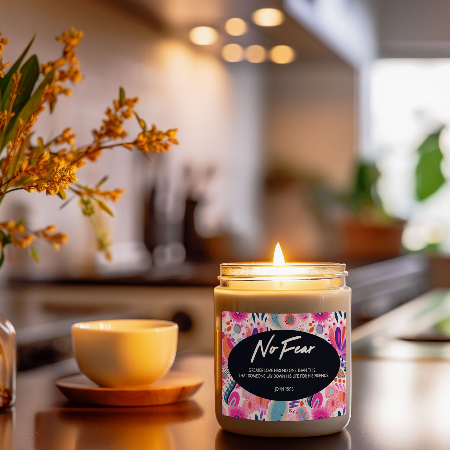 "No Fear" - John 15:13 - Scented Soy Candle, 9oz