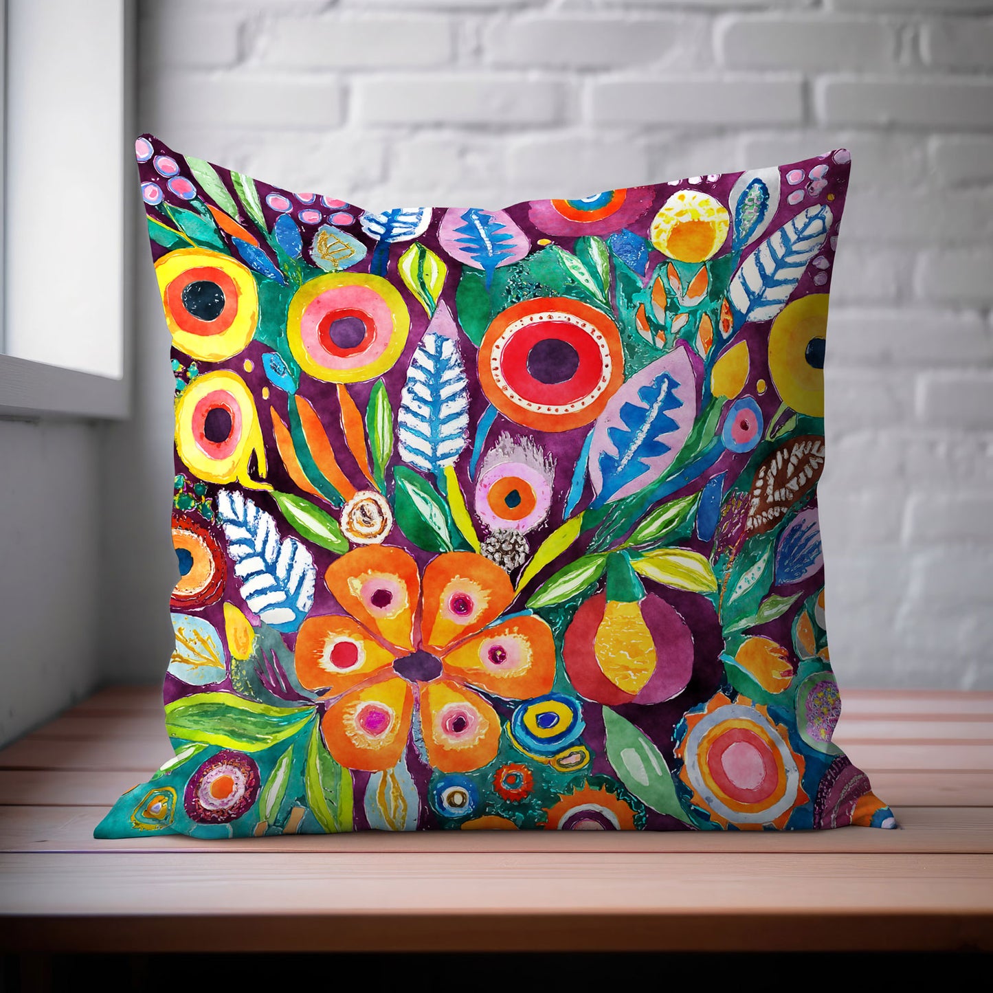 Colorful Blossom Accents - Square Throw Pillow