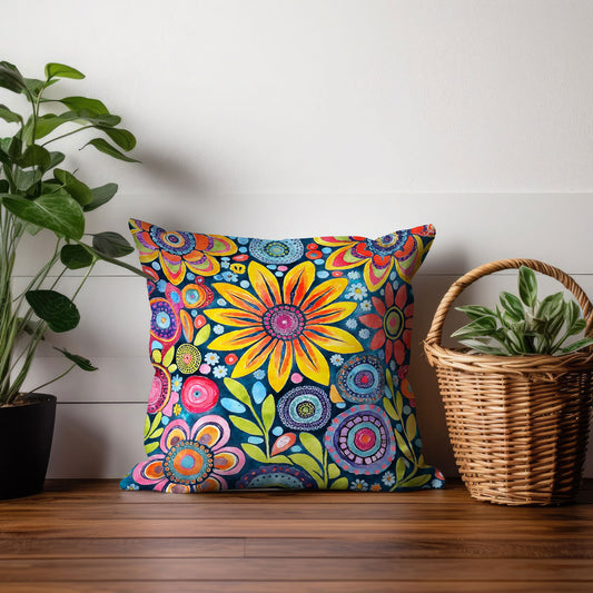 Funky Garden Delight - Square Throw Pillow