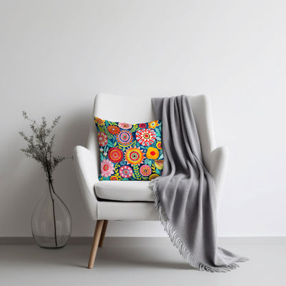 Eclectic Blossom Blast - Square Throw Pillow