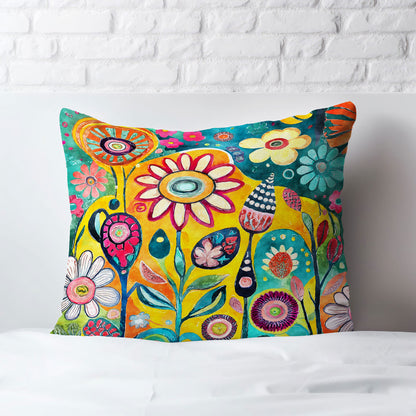 Bold Bloom Blast - Square Throw Pillow