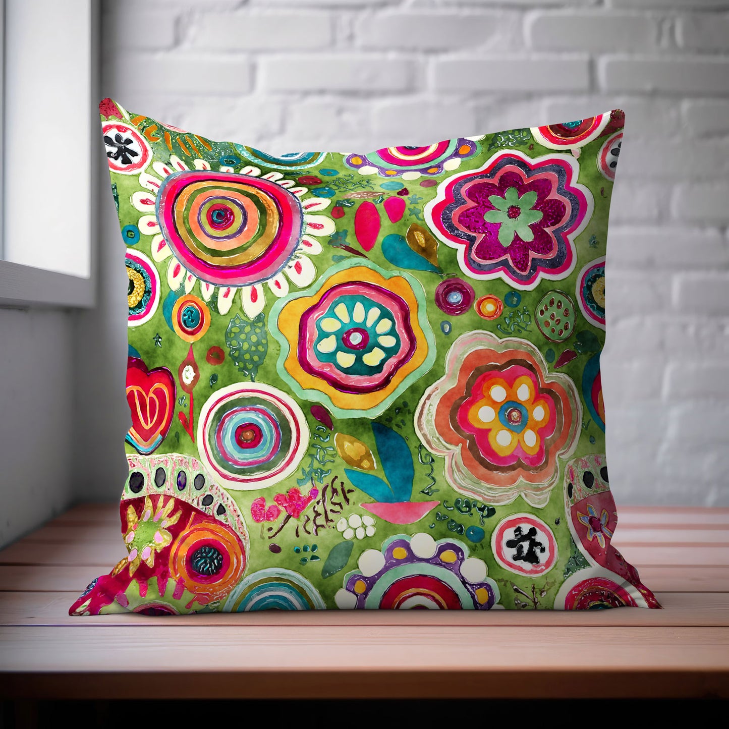 Groovy Petal Parade - Square Throw Pillow