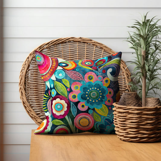 Abstract Floral Flair - Square Throw Pillow