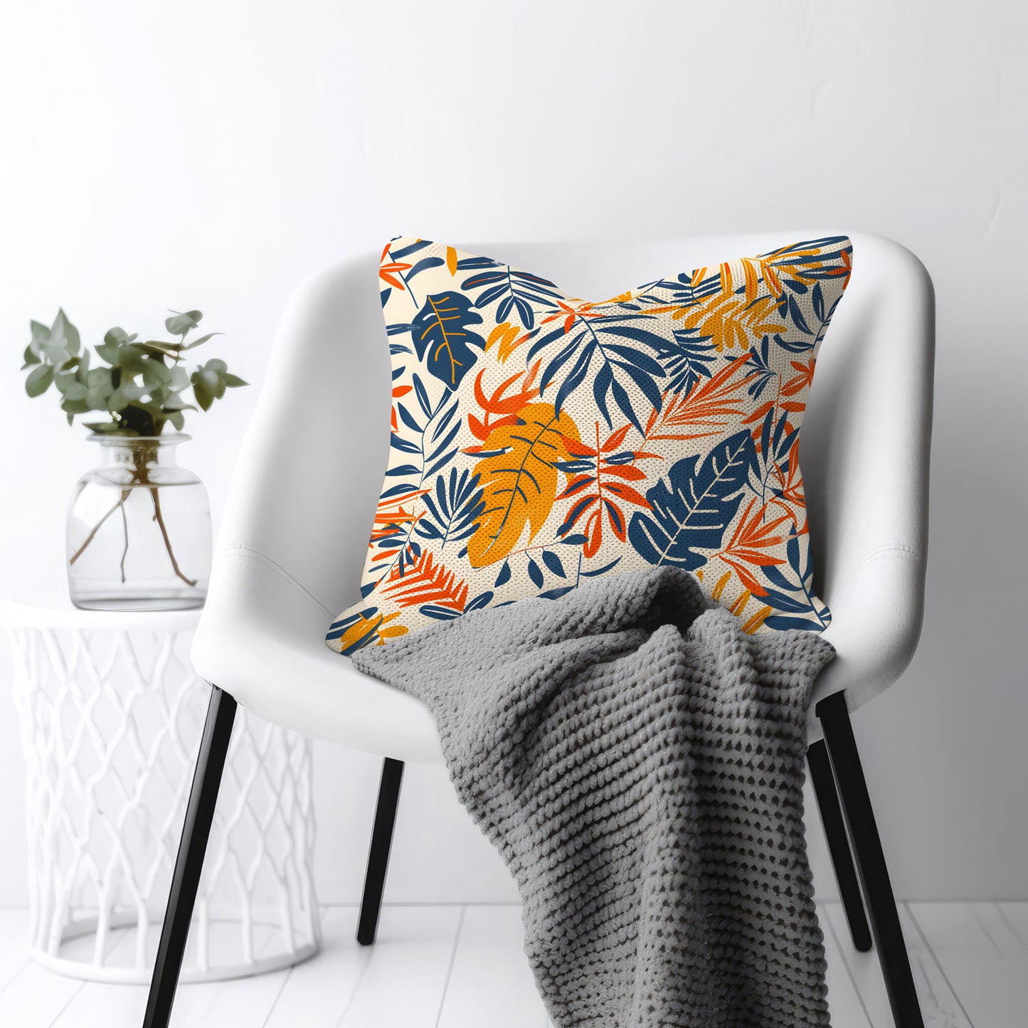 Sunset Tropical Leaf - Square Throw Pillow