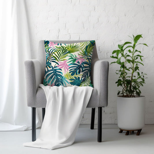 Paradise Bloom Leaf - Square Throw Pillow