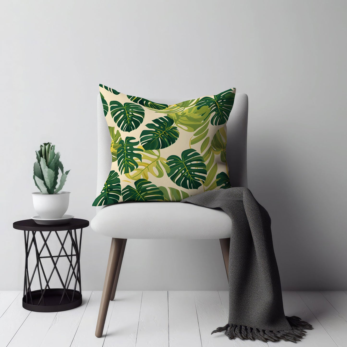 Sunshine Jungle Leaf - Square Throw Pillow