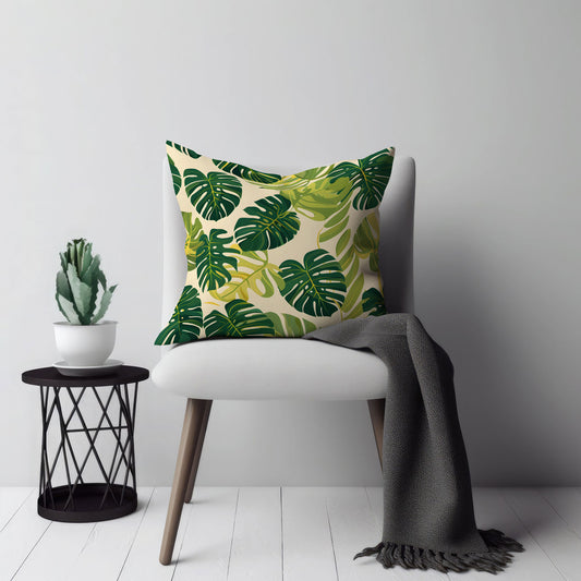 Sunshine Jungle Leaf - Square Throw Pillow