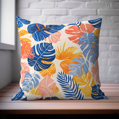 Coastal Sunset Leaf - Square Throw Pillow