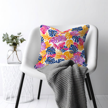 Midnight Bloom Leaf - Square Throw Pillow